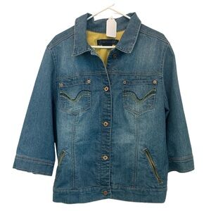 Jeanstar plus size cotton denim jacket with zipper pockets